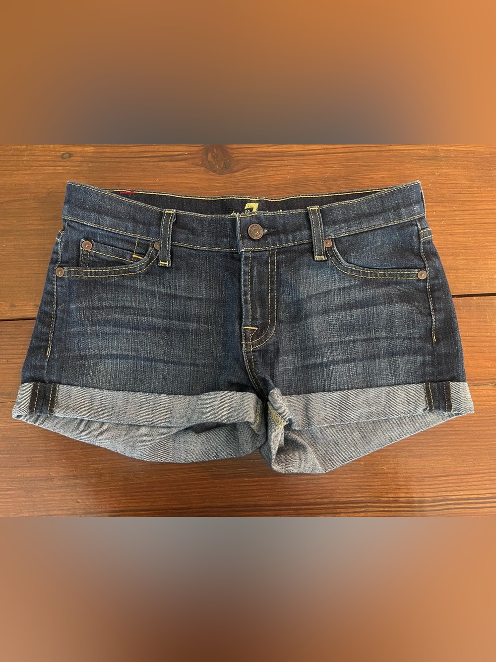 7 For All Mankind Dark Blue Denim Jean Shorts, size 26